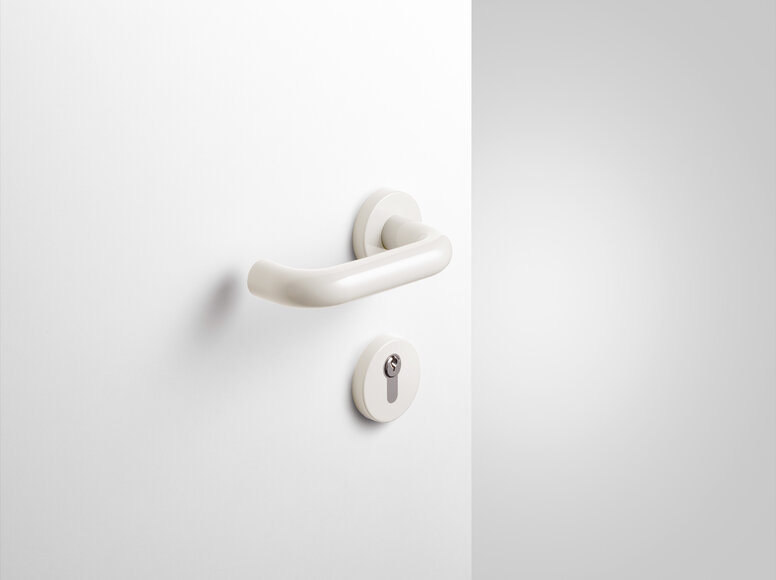 Béquille de porte HEWI blanc pur Béquille de porte avec rosace à clé en polyamide de couleur blanc pur