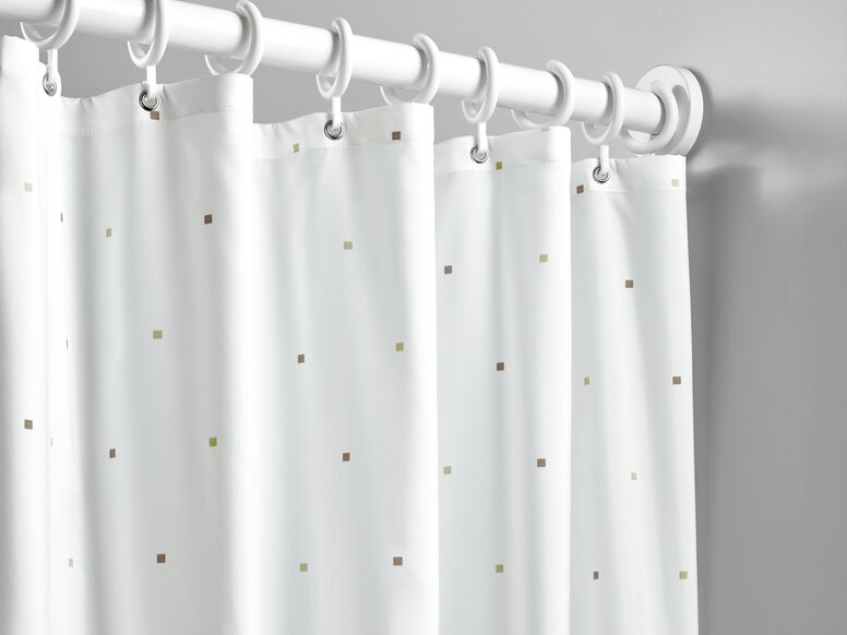 Shower curtain on the shower rail