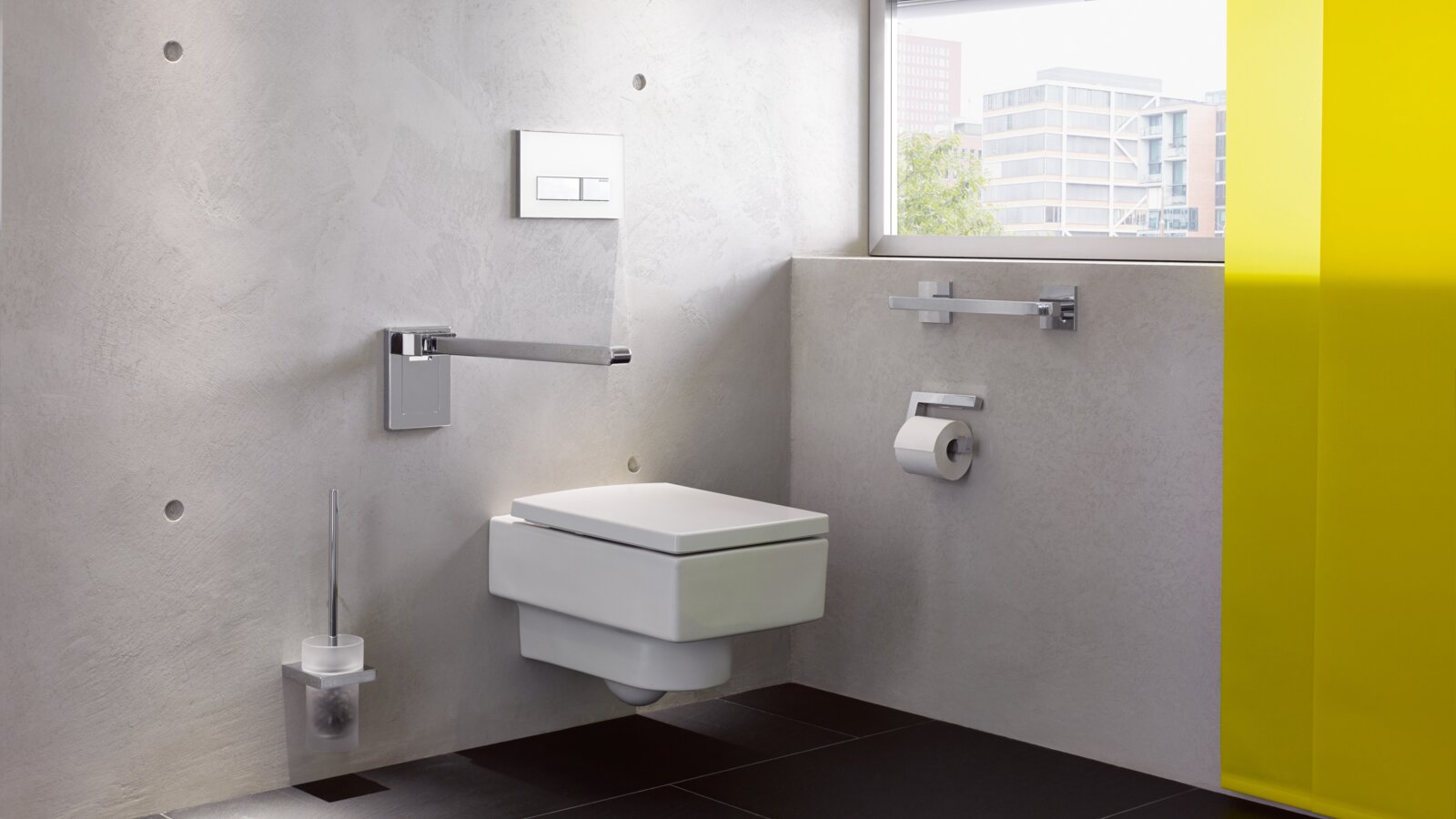 HEWI barrier-free bathroom Barrier-free WC area in chrome