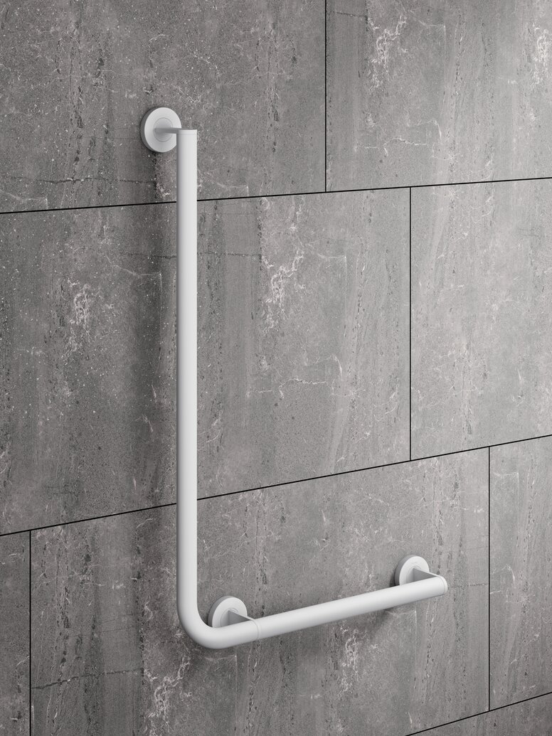 Angled handle in the color white